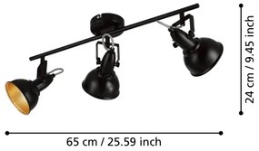 Eglo 75513 - Bodové svietidlo THORNTON 3xE14/28W/230V čierna/zlatá