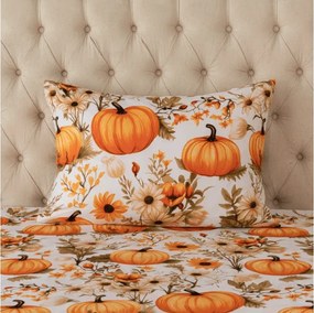 Obliečka na vankúš z mikrovlákna FLOWERS AND PUMPKINS 50x70 cm, oranžová