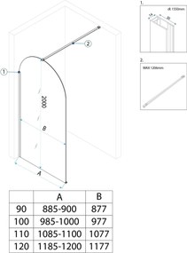 Rea Heaven, sprchová zástena Walk-in 110 cm, medená matná, REA-K6688