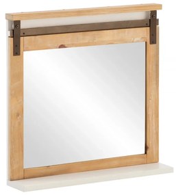 furniture-nabytek.cz - Masívne kúpeľňové zrkadlo Capera z borovice a MDF, lakované, biele/hnedé – 70x70 cm