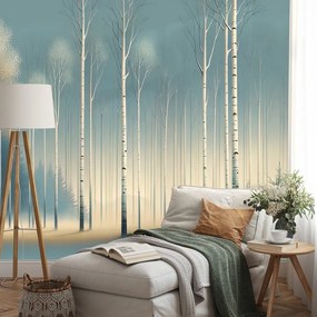 Samolepiaca tapeta zasnežený les v hmle