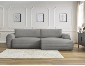 Tmavosivá menčestrová rozkladacia rohová pohovka (pravý roh) Lucien – Bobochic Paris