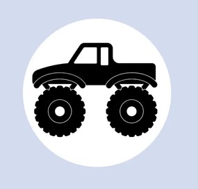 Štítok, nálepka do detskej izby, čierna na bielom podklade – Monster truck