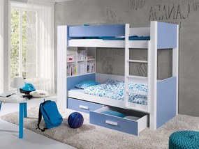 Poschodová posteľ Rebiko 90, Strana: pravá, Farby:: biela / modrý