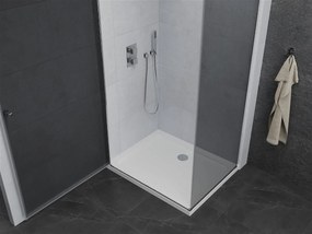 Mexen Pretoria, sprchovací kút 80 (dvere) x 110 (stena) cm, 6mm šedé sklo, chrómový profil + biela sprchová vanička, 852-080-110-01-40-4010