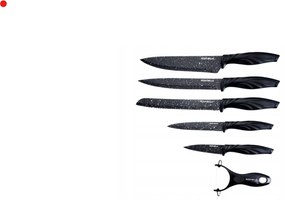 WELLHOX 6 dielna sada nožov so škrabkou s čiernou rukoväťou