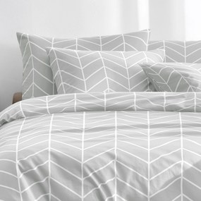Goldea bavlnené posteľné obliečky - biely cikcak na sivom 140 x 200 a 70 x 90 cm