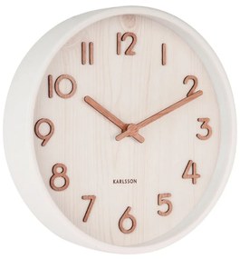 Biele nástenné hodiny z lipového dreva Karlsson Pure Small, ø 22 cm