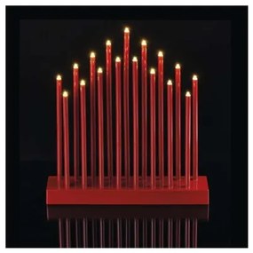 EMOS LED vianočný svietnik, 17 sviečok, teplá biela, 3xAA, časovač, červená