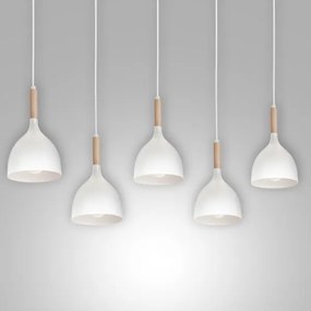 Luster na lanku NOAK 5xE27/15W/230V biela/buk