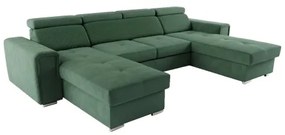 Rozkladacia sedacia súprava SALVADA do U so zeleným poťahom a úložným priestorom