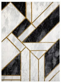 Koberec EMERALD exkluzívny 1015 glamour, styl marmur, geometrický čierny / zlatý