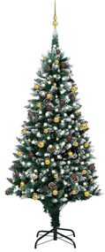 vidaXL Umelý vianočný stromček s LED, súpravou gulí a šiškami 240 cm