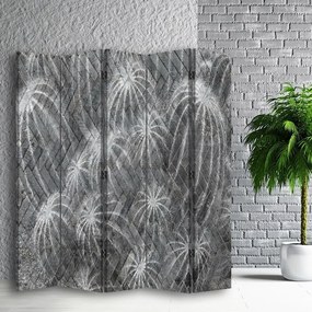 Ozdobný paraván, Abstrakt s kaktusem - 180x170 cm, päťdielny, korkový paraván