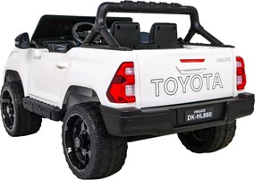 Ramiz Toyota Hilux na batérie pre deti Biely pickup + pohon 4x4 + diaľkové ovládanie + 2 nosiče batožiny