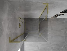 Mexen Mist-H L Duo, 2-krídlový sprchový kút 95 x 95 cm, číre sklo, zlatý matný profil, 8A5L-095L-095P-55-00