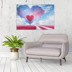 Obraz - Ružový strom srdca (90x60 cm)