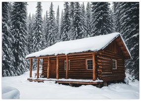 Obraz - Zasnežená chata (70x50 cm)