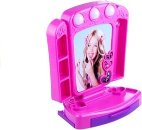 LEAN Toys Detský toaletný stolík so zrkadlom svetlami a doplnkami ružový