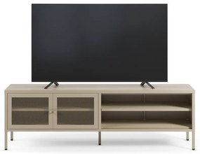 Krémovobiely kovový TV stolík 160x50x35 cm Fayna – Marckeric