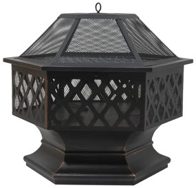 Prenosné ohnisko na drevo s roštom čierna/patina