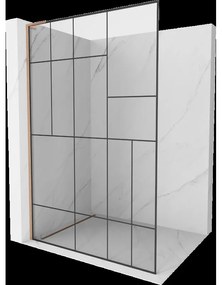 Mexen Kioto L sprchová stena Walk-in 110 x 200 cm, čierny vzor, kartáčovaná meď - 800-110-103-65-78
