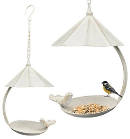Závesné napájadlo pre vtáky Lillian, 43x18 cm, kov, krémová