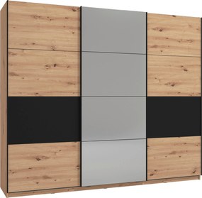 XXXLutz ŠAT. SKRIŇA S POSUV. DVERAMI, čierna, dub artisan, 262,5/224/65,5 cm Xora - Skrine - 000834005906