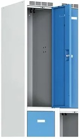 Alfa 3 Kovová šatníková skrinka S6 s úložnými boxami, 6 boxov, 1800 x 900 x 500 mm, otočný zámok, tmavosivé dvere