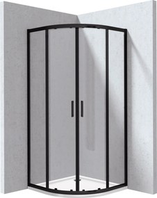 Deante Štvrťkruhový sprchovací kút Funkia Evo 90x90 cm - KYPPN099P, čierna mat + sprchová vanička biela