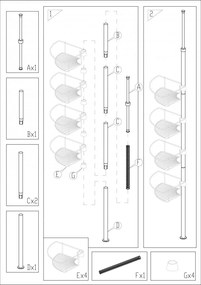 Erga Scopic, rohová teleskopická sprchová tyč 4 policová XL, biela matná, ERG-YKA-CH.SCOPIC-XL-WHT