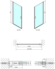 Polysan Polysan, ZOOM LINE sprchové dvere 1000mm, číre sklo, ZL1210