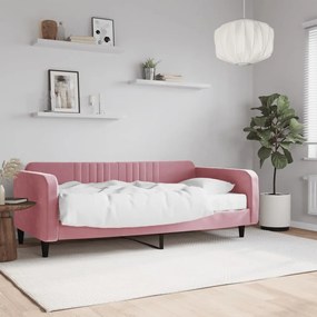 Denná posteľ s matracom ružová 100x200 cm zamat 3197049