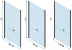 Rea Rapid Fold, 3-stenový sprchovací kút 90 (dvere) x 90 (stena) x 90 (stena) x 195 cm, 6/4mm číre sklo, zlatý lesklý profil, KPL-09404