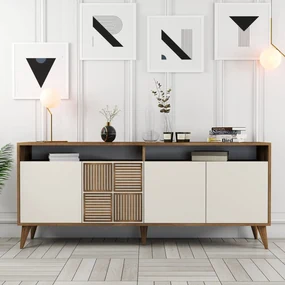 Konzolový stolík Milan - Walnut, Cream