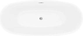 Mexen Luvo Slim, voľne stojaca vaňa 170 × 75 cm, biela-čierna, chrómový prepad, 52801707575-01