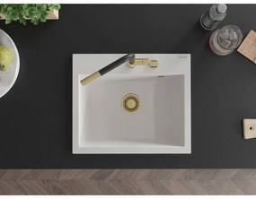 Mexen Oscar, 1-komorový granitový drez 580x490x205 mm, biela, 6519581000-20-G