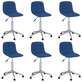 Otočné jedálenské stoličky 6 ks modrá látka 3086858