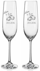 Svadobné poháre na sekt Prstienky, 2 ks