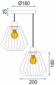 Toolight, Závesné stropné svietidlo s dvojitým kovovým podkrovím 392196, čierna, OSW-04002