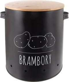 ORION Dóza na zemiaky, plech/bambus pr. 22,5 cm, BLACK CZ