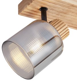 Moderné bodové svietidlo drevené s dymovým sklom 2-svetlá otočné a naklápacie - Gracy