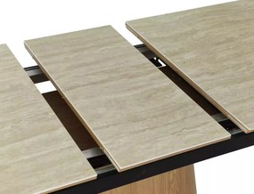 Jedálenský rozkladací stôl Monaco 160/200 cm keramika travertín/dub prírodný