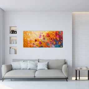 Obraz - Maľba farebných kvetov (120x50 cm)
