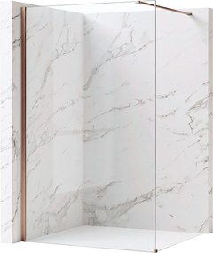 Bezrámová sprchová zastena REA FLEXI BRUSH COPPER 140 cm, meď kartáčovaná/transparent - bez vaničky