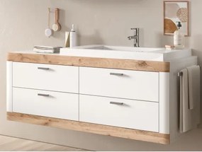 Závesná kúpeľňová skrinka s umývadlom Laredo, biela/dub nox%