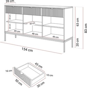 Komoda CORA dub vicenza 154cm