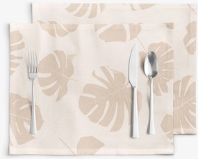 Goldea prestieranie na stôl 100% bavlnené plátno - tropické listy na béžovom - sada 2ks 30 x 40 cm
