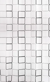 Erga Peva, sprchový záves 180x200cm, polyester, biela-čierna, ERG-06894