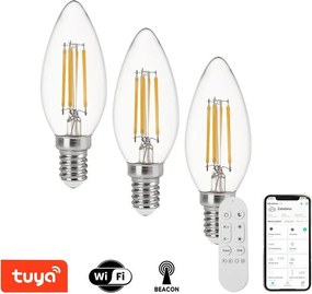 Immax NEO 07807CDO - Sada 3x LED CCT stmievateľných žiaroviek E14/4W/230V Wi‑Fi + diaľkové ovládanie